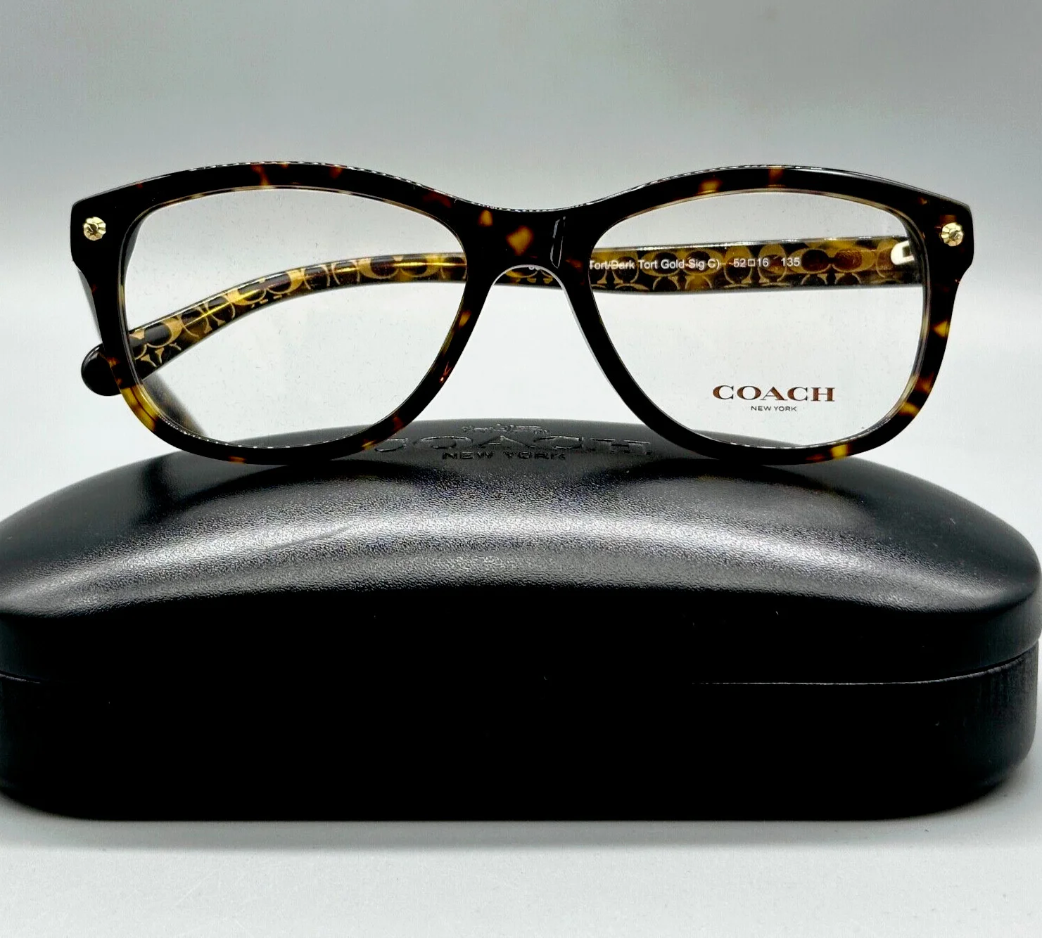 Coach HC 6095 / 5394 Unisex Eyeglasses 52-16-135mm -Dark Tort Gold 100% Original